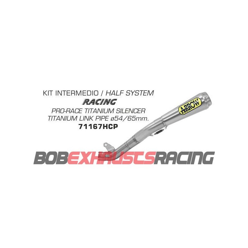 Half system racing - Pro-Race titanium silencer + titanium link pipe ø65mm.