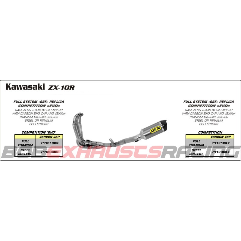 EXHAUST ARROW COMPLETE Kit Competition - Competition EVO / Kawasaki ZX-10R '11/14